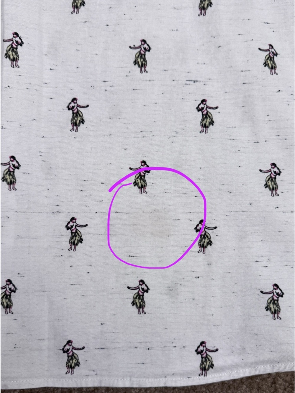 White SS Button-Up Shirt with All-Over Hula Dancer Print by Rip Curl size XL - Picture 9 of 10